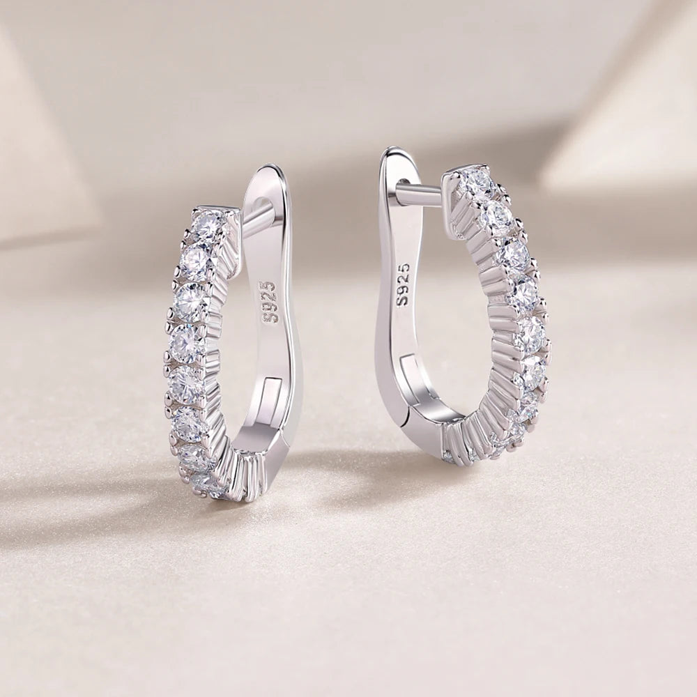18K Plated Moissanite Earrings for Women Original Certified 925 Sterling Silver Hoop Earrings Minimalist Trendy Piercing Jewelry
