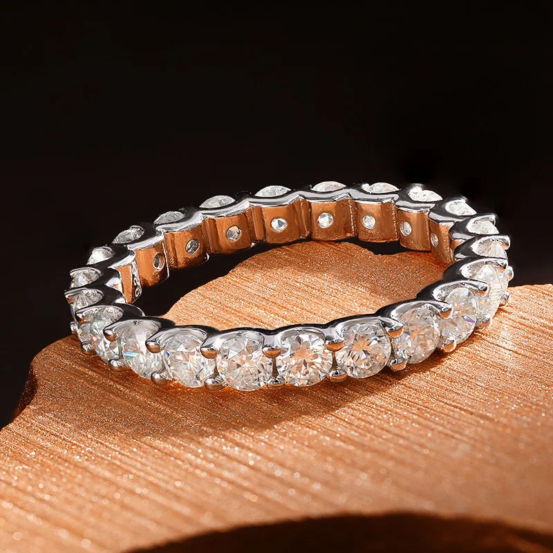 Full Moissanite Eternity Band - D VVS1 S925 Silver 2mm-3mm