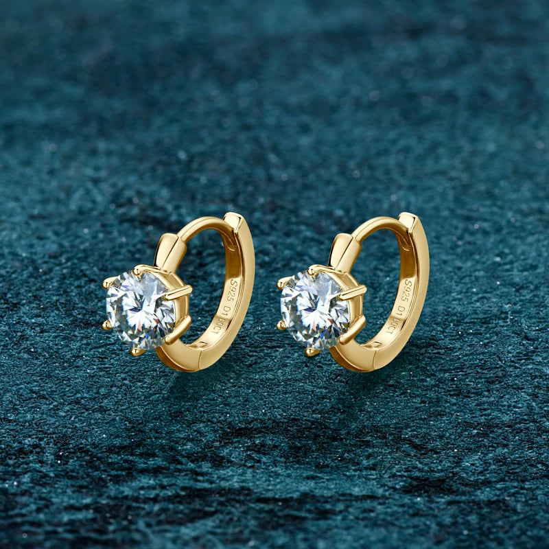 6-Prong Round Cut Moissanite Earrings 925 Sterling Silver