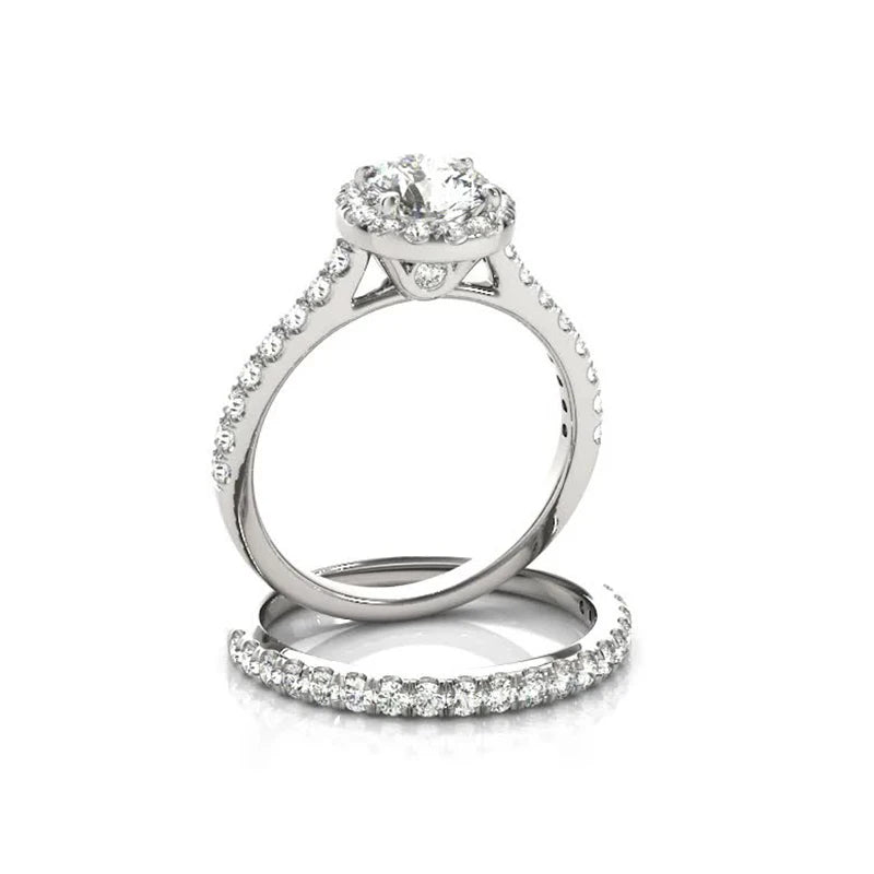 925 Sterling Silver Women Engagement Ring Sets 1 Carat Moissanite Wedding Bands Lady Bridal Jewelry Gifts