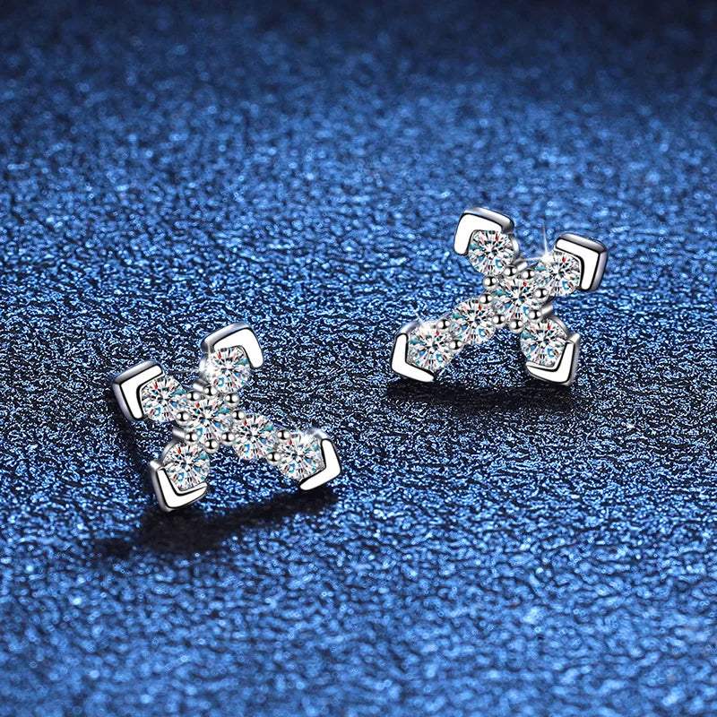 0.36CT Moissanite Cross Earrings