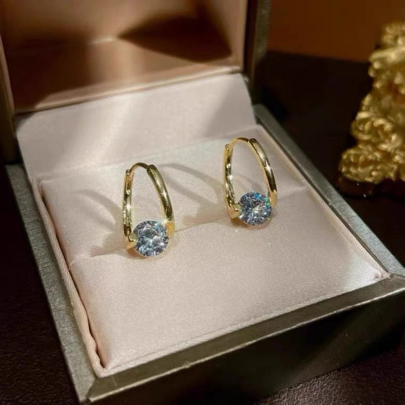 Huggies Earrings Sterling Silver 925 1.0ct Moissanite Hoop Earring