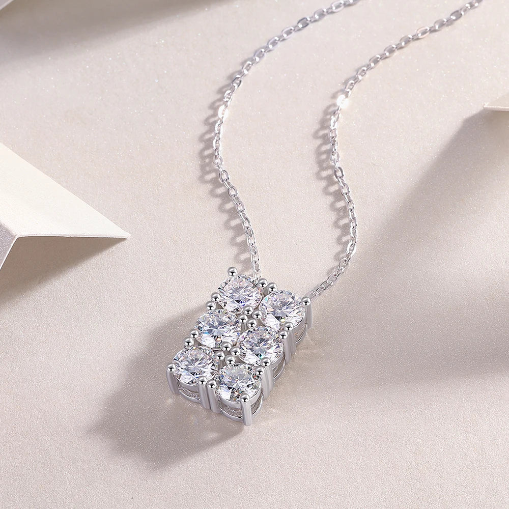 GRA Certified Full 4mm Moissanite Pendant Necklace for Women 18k Gold Plated Jewelry 100% Sterling Silver 925 Chain