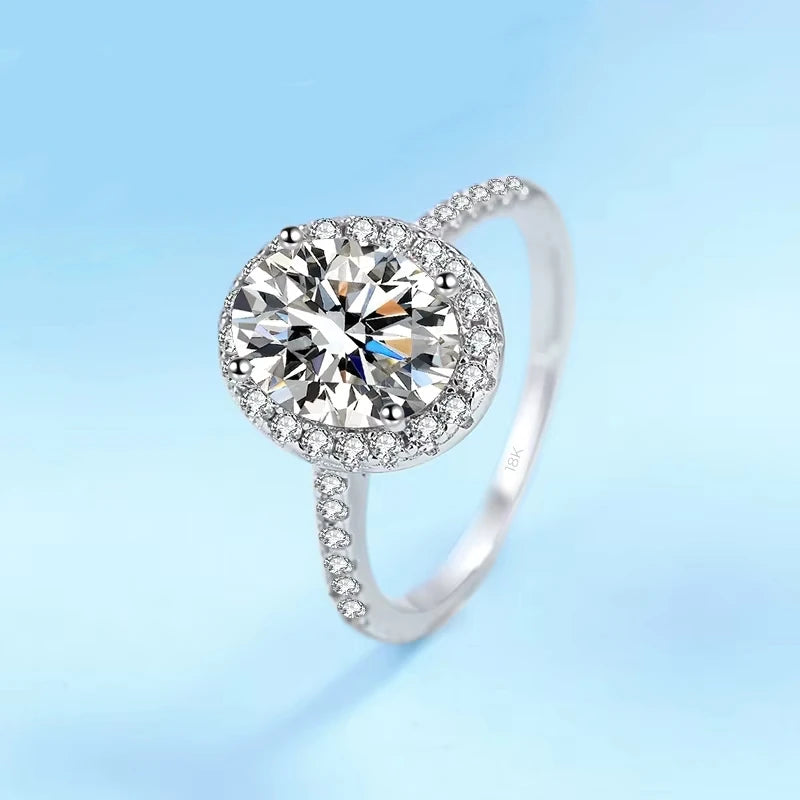 Women Engagement 18K White Gold Wedding Band 1/2CT Moissanite Diamond Girl Birthday Gift PT950 Platinum Valentine's Day Rings