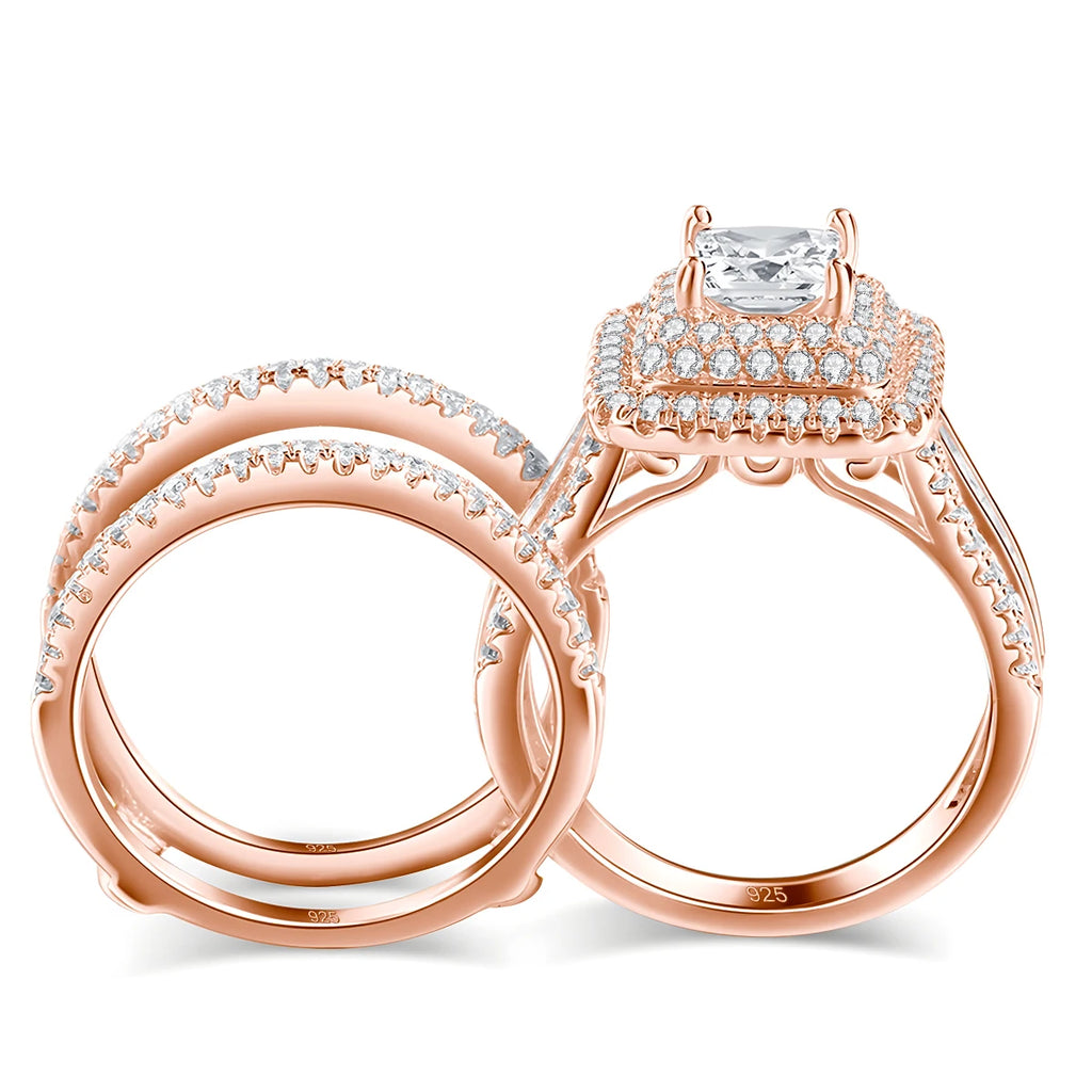 Moissanite Ring 1ct Luxury Jewelry 2PCS Wedding Rings With Certificate