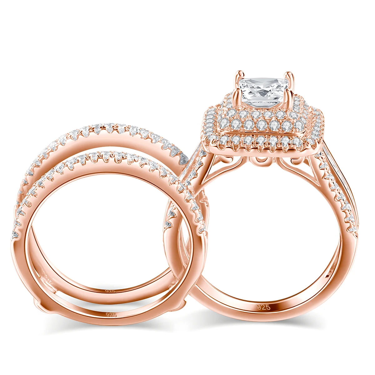 Moissanite Ring 1ct Luxury Jewelry 2PCS Wedding Rings With Certificate