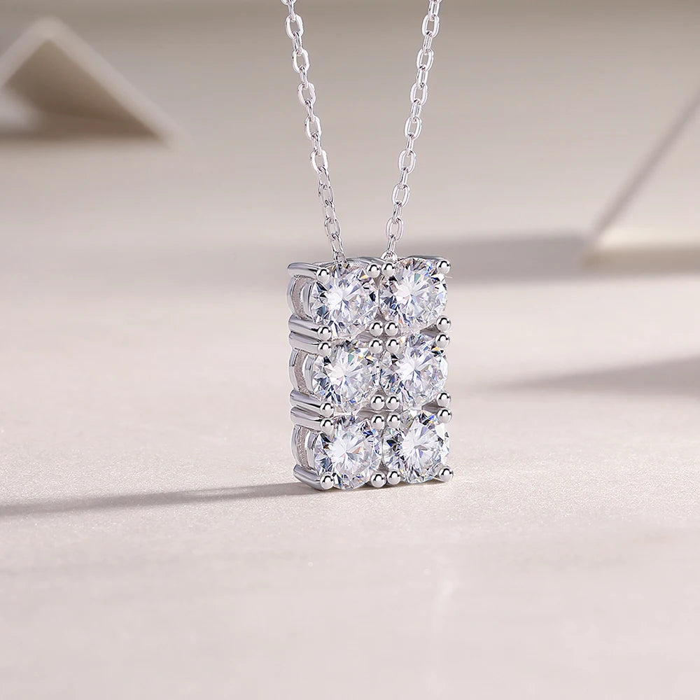 GRA Certified Full 4mm Moissanite Pendant Necklace for Women 18k Gold Plated Jewelry 100% Sterling Silver 925 Chain