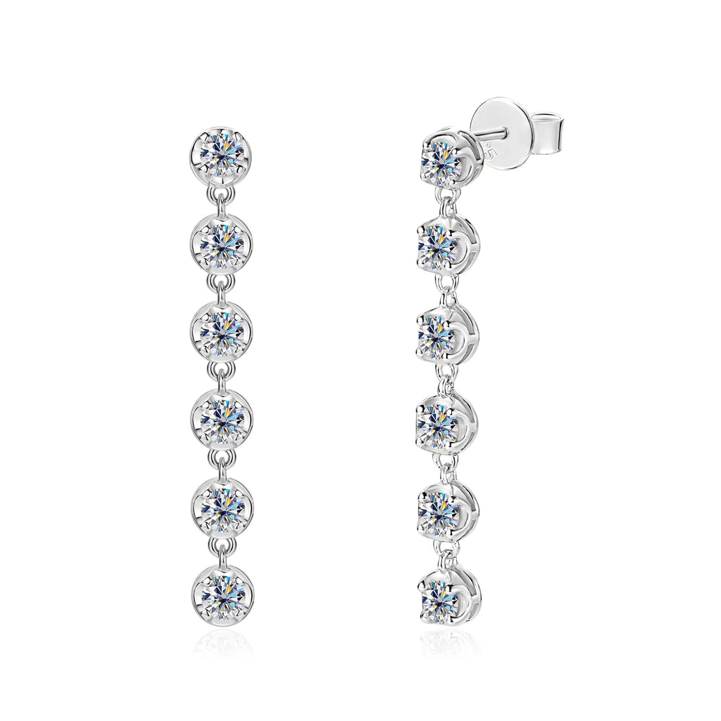 Full 3mm Moissanite Drop Earrings For Women GRA Certified Lab Diamond Solid s925 Silver Plated 18k Dainty Wedding Earring Gift