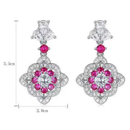 Lab Sapphire Ruby High Carbon Diamond Gemstone Drop Earrings 925 Sterling Silver 5MM Round Cut