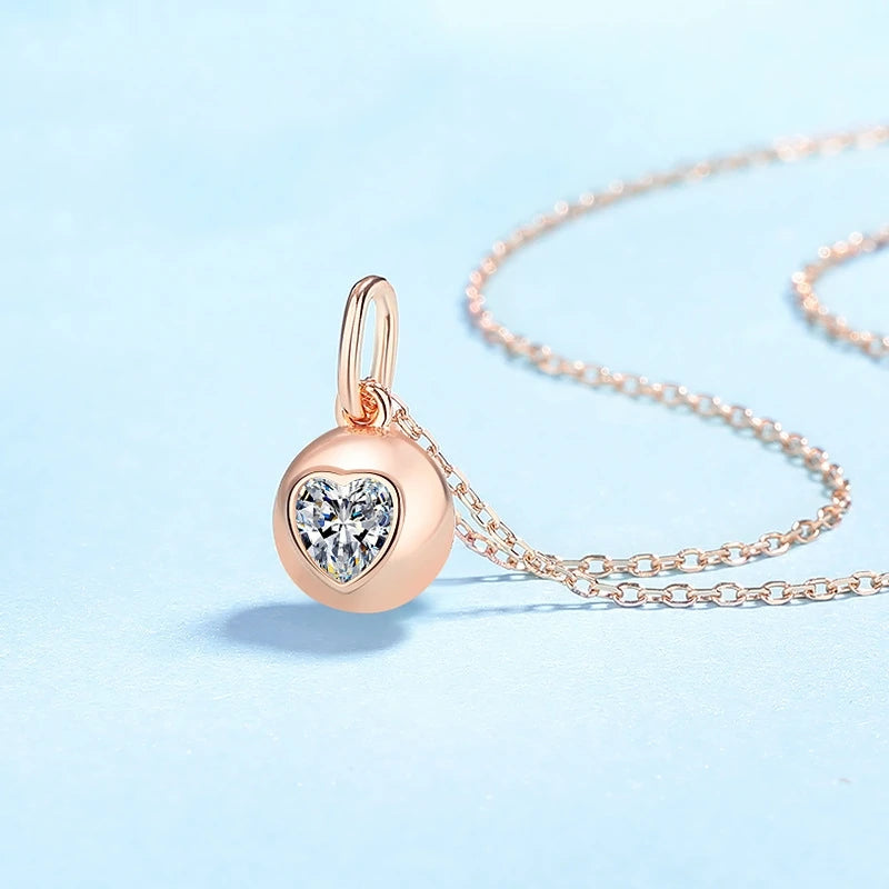 Lover Valentine's Day 18K Rose Gold Necklaces Daughter Christmas Gift 0.5CT Heart Moissanite Diamond Women Wedding Girl Birthday