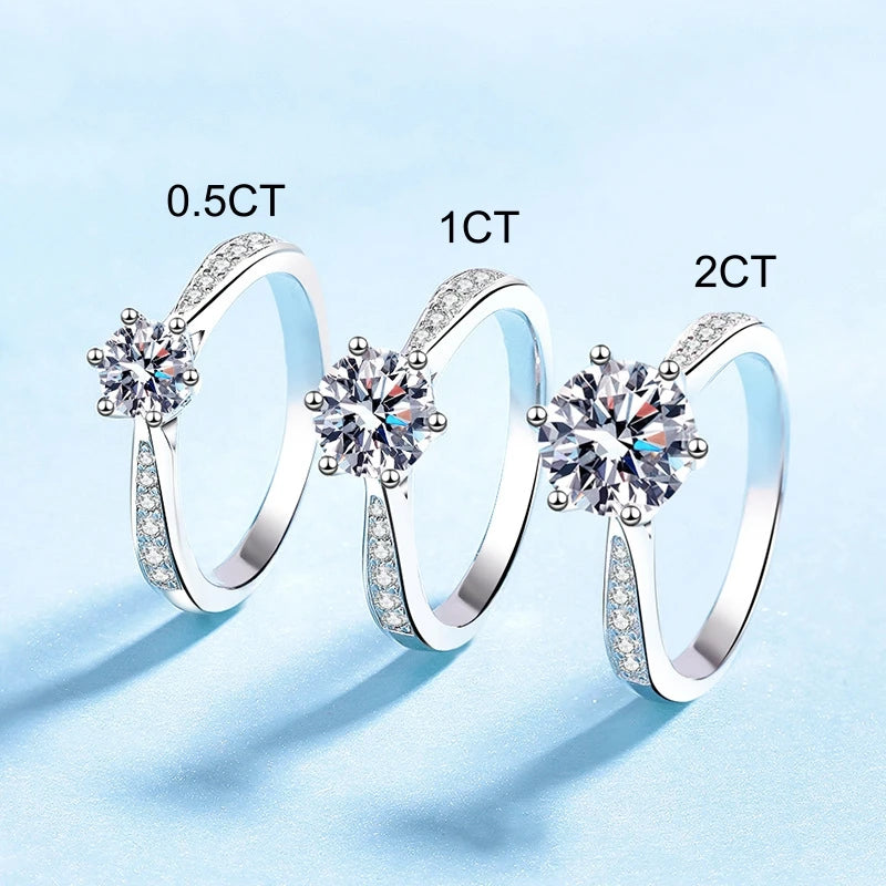 Women Engagement 18K White Gold Wedding Band 0.5/1/2CT VVS1 D Color Moissanite Diamond PT950 Platinum Girl Friend Birthday Gift