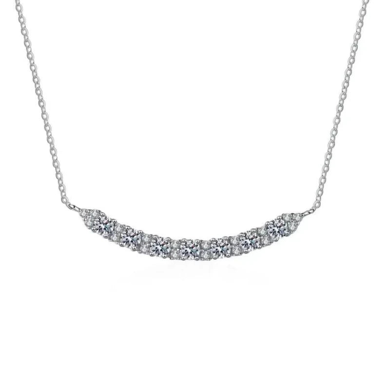 Daughter Adult's Day 18K White Gold Women Wedding Smile Necklaces 0.7CT Moissanite Diamond PT950 Platinum Girl Birthday Gift ins