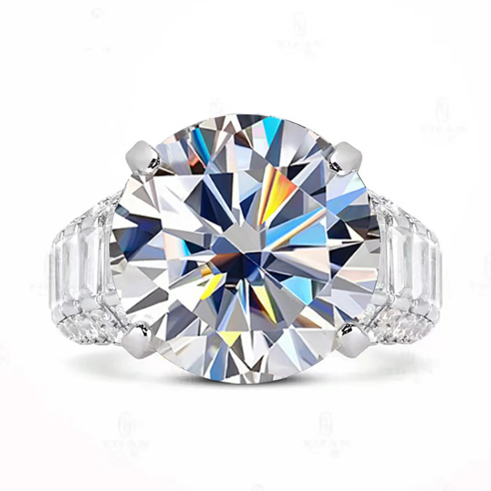 5ct D Color Big Moissanite Rings For Women S925 Sterling Silver Bands Plated 18k