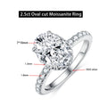 3ct Oval Cut D Color VVS1 Moissanite Rings For Women 100% S925 Sterling Silver Plated 18K