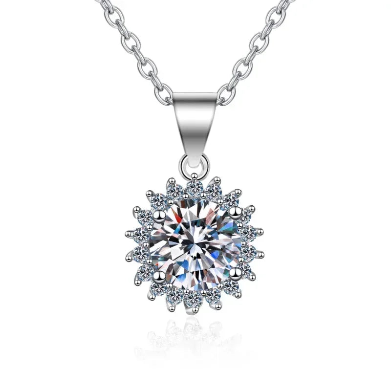 Girl Birthday Gift 18K White Gold Necklaces Women Wedding 0.5/1/2/5CT Moissanite Diamond PT950 Platinum Valentine's Day Pendant