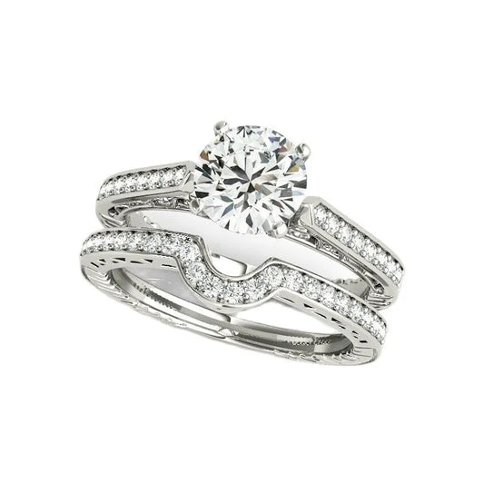 1 Carat Round Moissanite Ring Sets