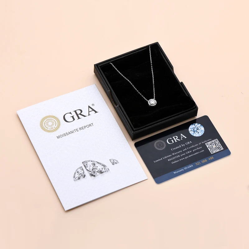Moissanite Halo Pendant Necklace 1.0Carat
