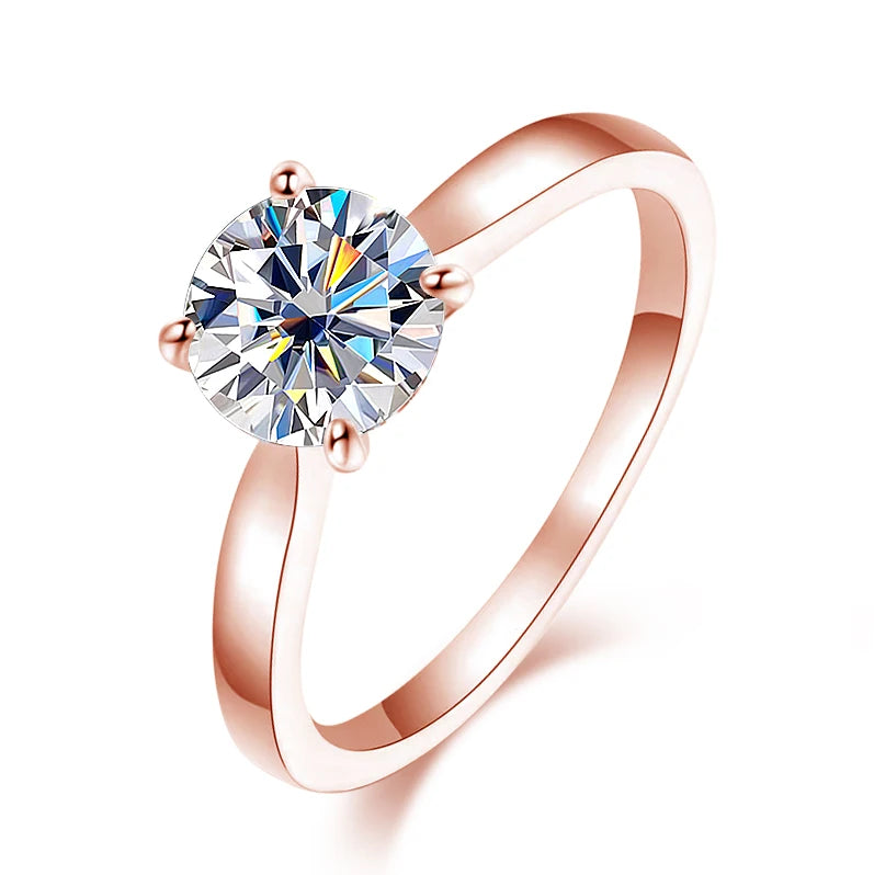 D VVS1 Moissanite Solitaire Ring - S925 Sterling Silver 0.5ct - 2ct