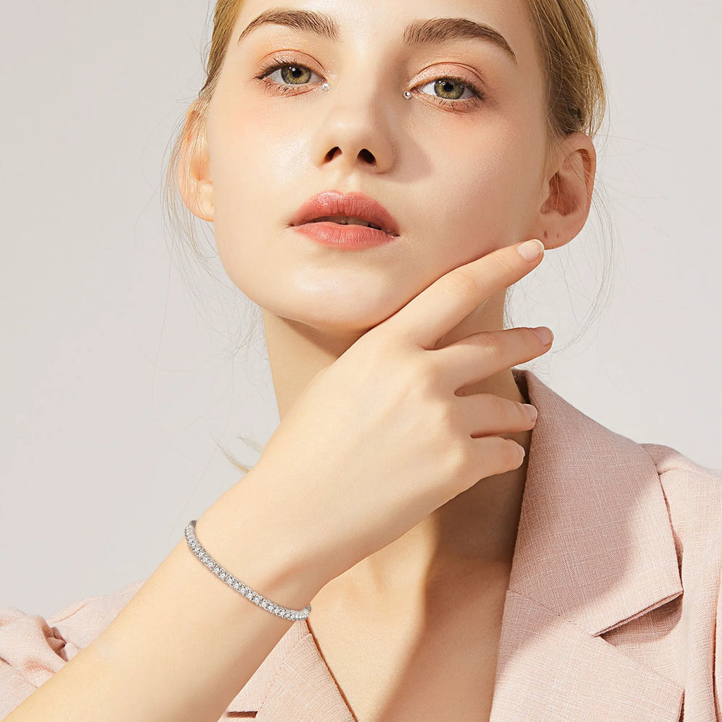 Moissanite Tennis Bracelet S925 Sterling Silver Plated 3mm D VVS1 18k White Gold Diamond Tennis Bracelets for Women