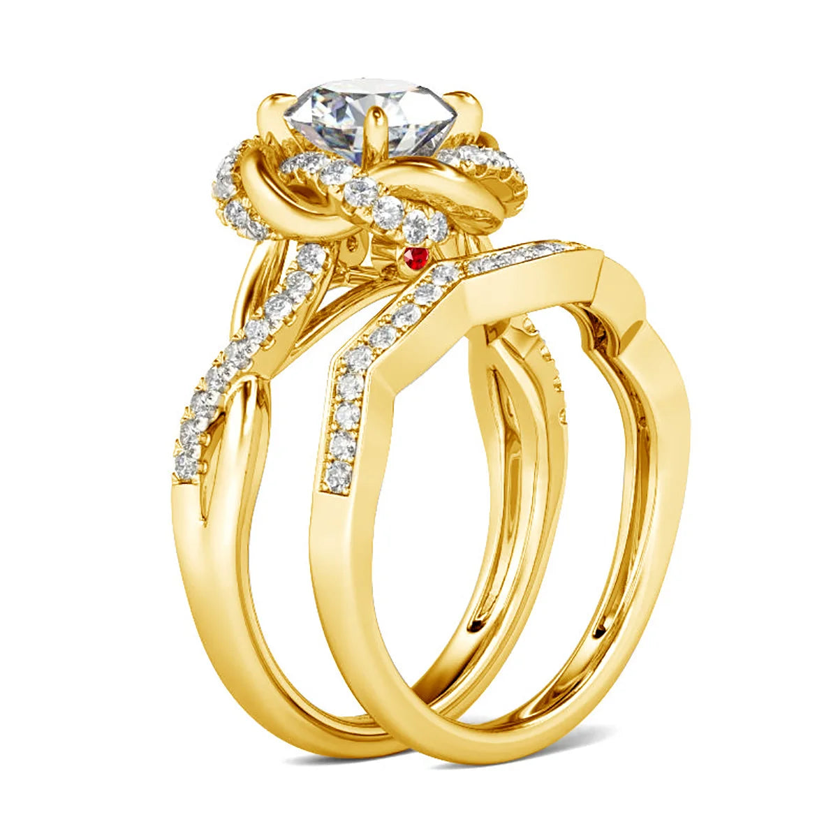 Moissanite Diamond Rings Set With Certificate 100% Sterling Silver 925 Luxury 2PCS