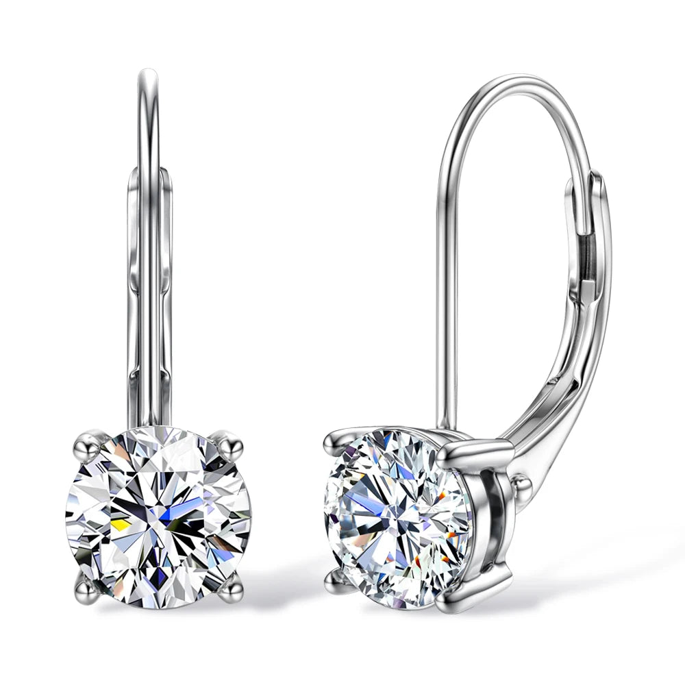 GRA Certified 1CT Moissanite Hoop Earrings for Women 6.5mm D Color Solitaire Earrings 925 Sterling Silver Plated 18K