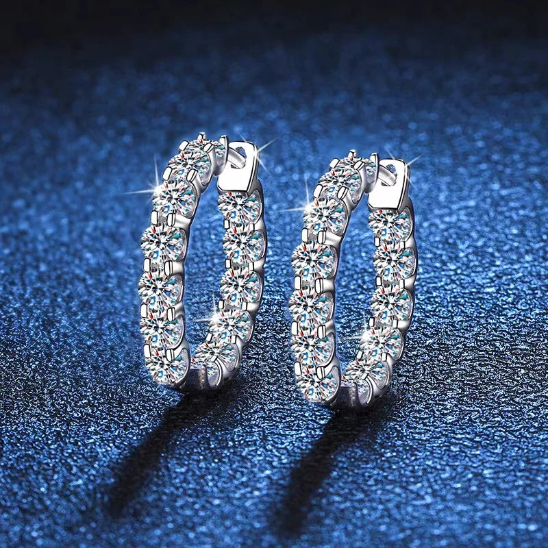 2.4ct Moissanite Hoop Huggie Earrings