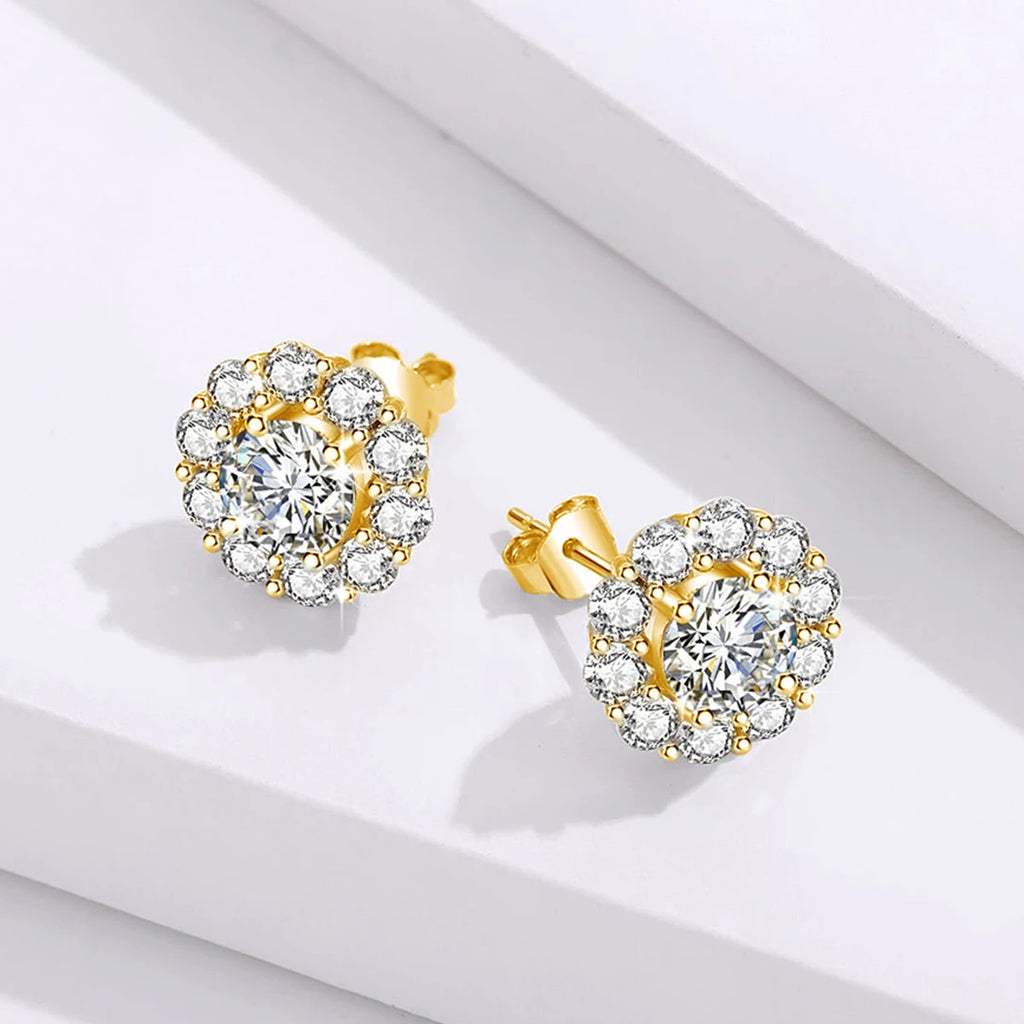 Moissanite Diamond Earrings With Certificate D Color VVS1 Charm Flower Studs Earrings 2 Carat