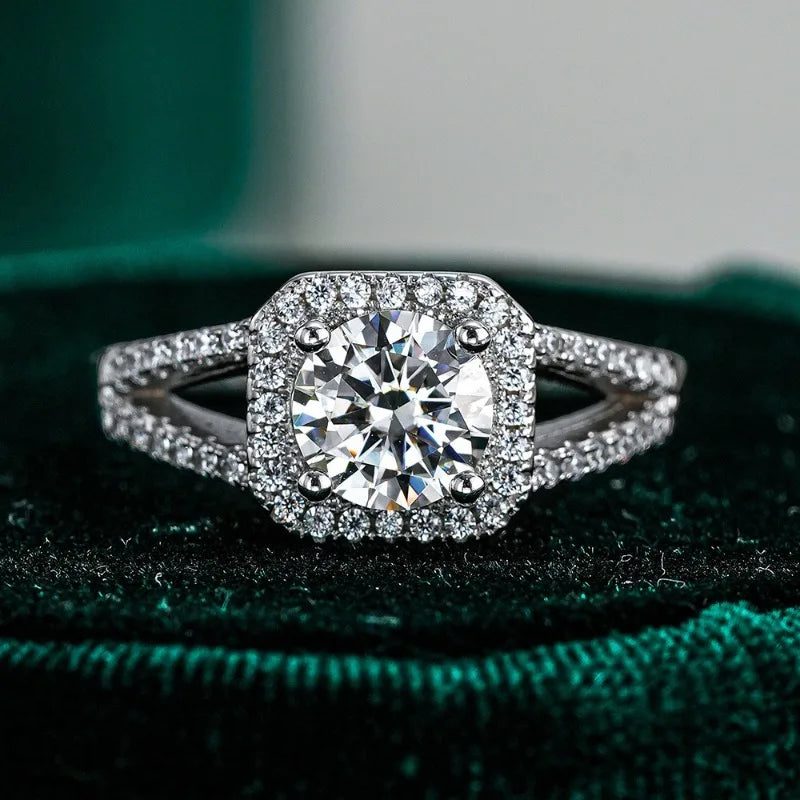 Girl Valentine's Day 18K White Gold Birthday Gift Rings 1CT Moissanite Diamond Women Engagement PT950 Platinum Lady Wedding Band