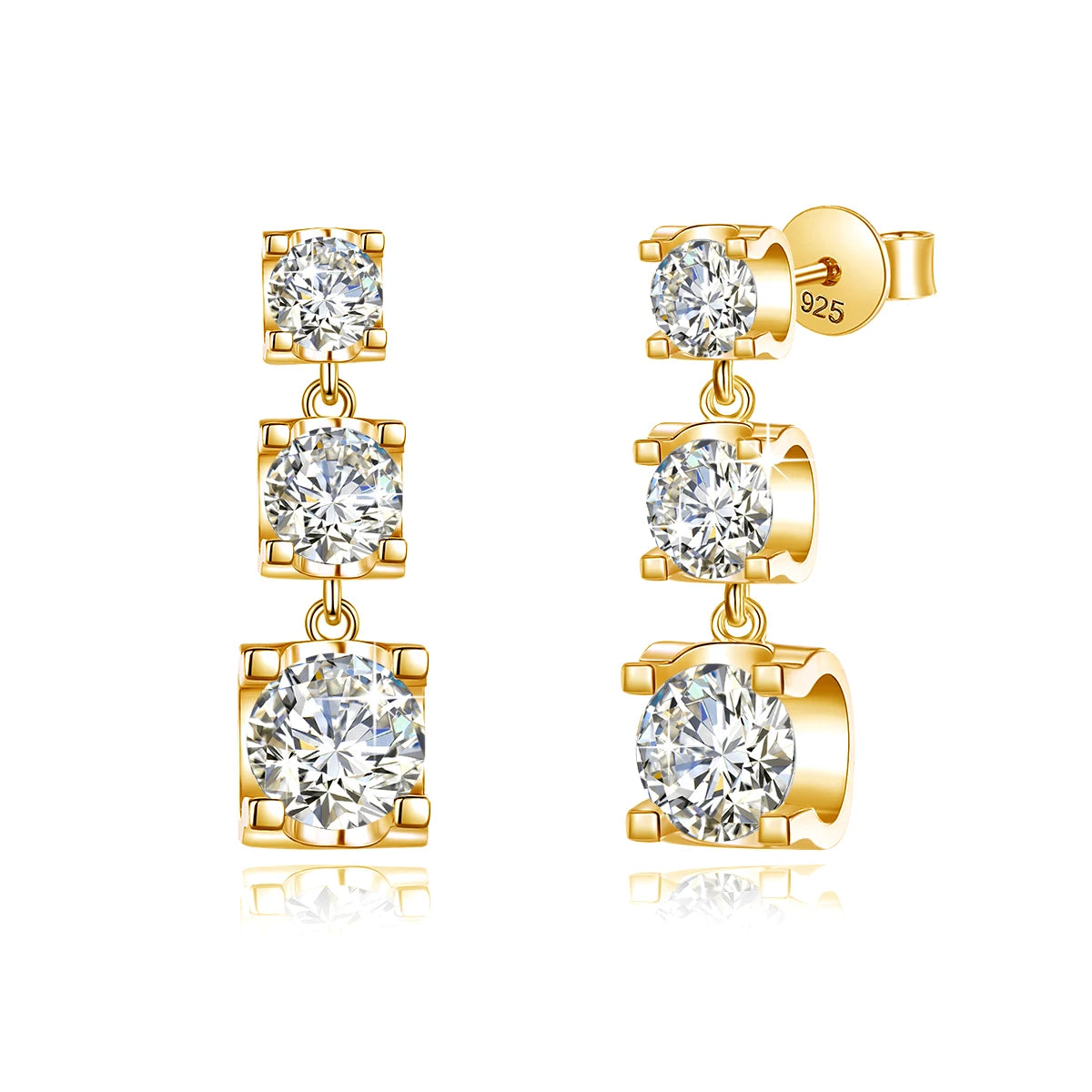 Moissanite Drop Earrings Gold Women D Color VVS1