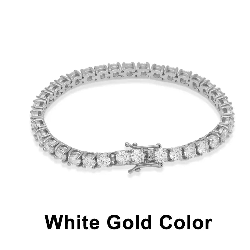 Moissanite Tennis Bracelet 3mm 4mm 925 Sterling Silver with White Gold Plated Pass Diamond Tester Bracelets for Women Men