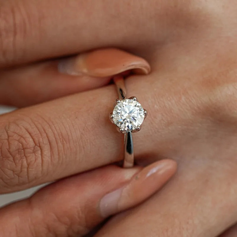 Daughter Birthday Gift 18K White Gold Women Valentine's Day Rings 1CT Moissanite Diamond PT950 Platinum Wedding Band Lover Party