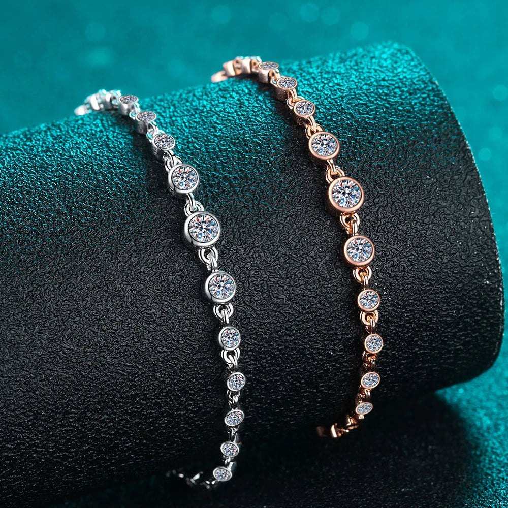 Moissanite Tennis Bracelets for Women Round Lab Diamond GRA 925 Sterling Silver 18k D VVS1