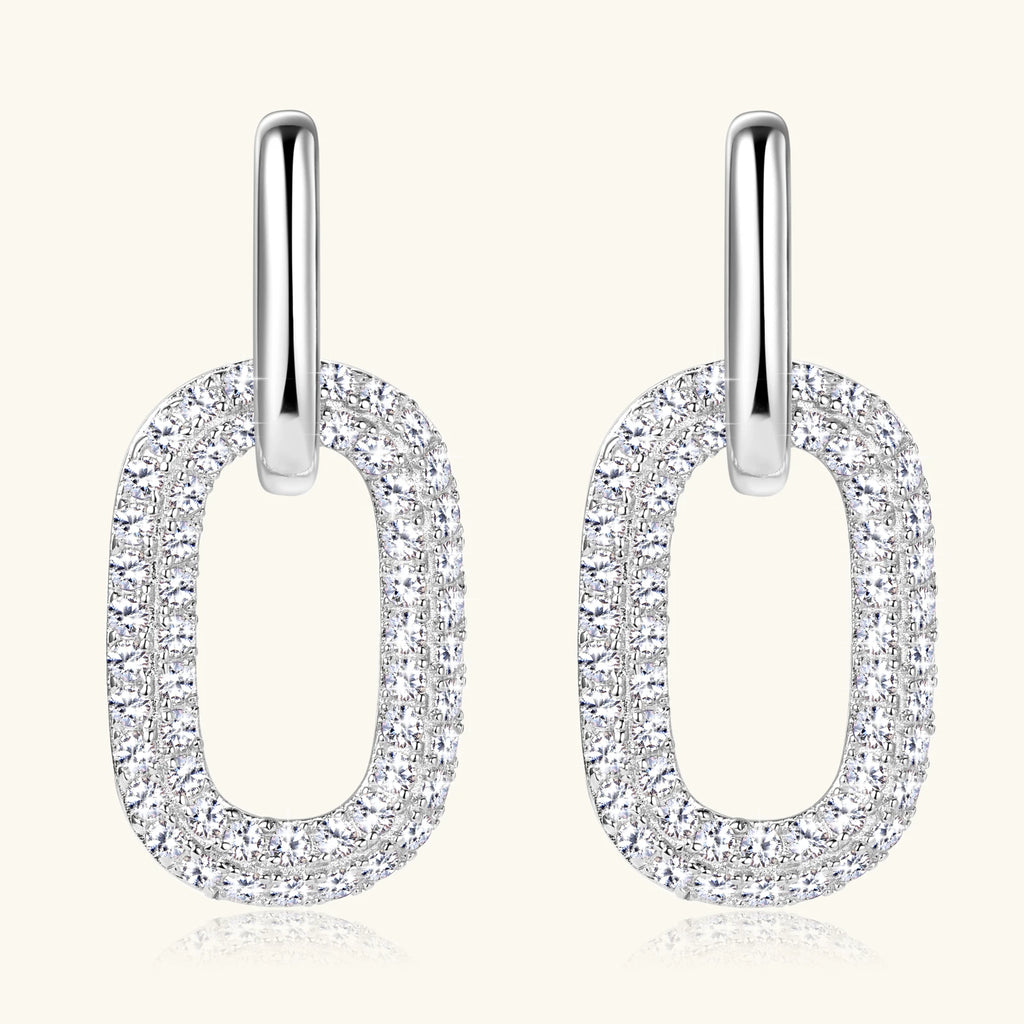 14K Gold Plated Moissanite Drop Earrings 925 Sterling Silver Paperclip Dangle Hoops Earrings for Women Trendy Jewelry