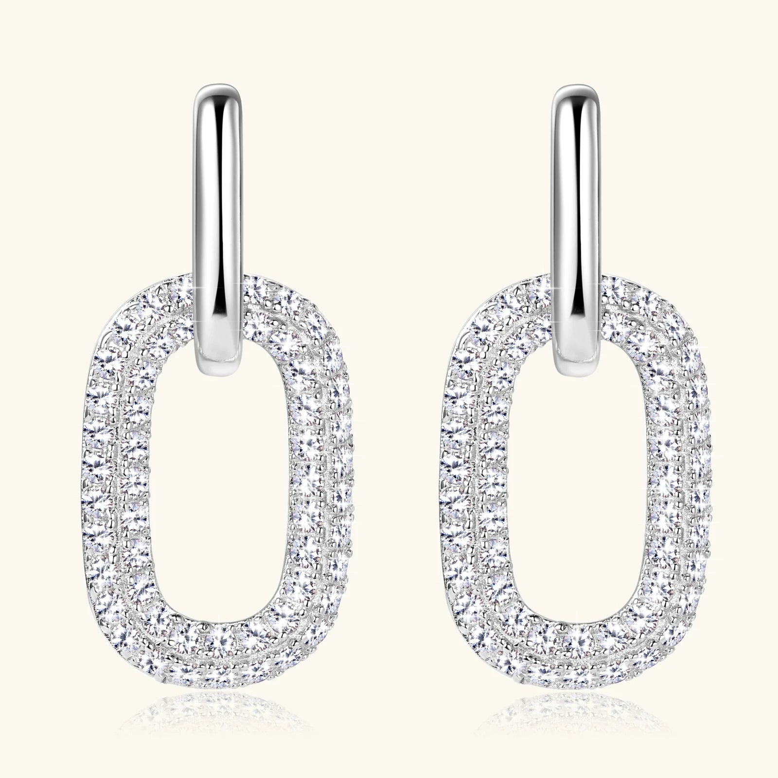 14K Gold Plated Moissanite Drop Earrings 925 Sterling Silver Paperclip Dangle Hoops Earrings for Women Trendy Jewelry