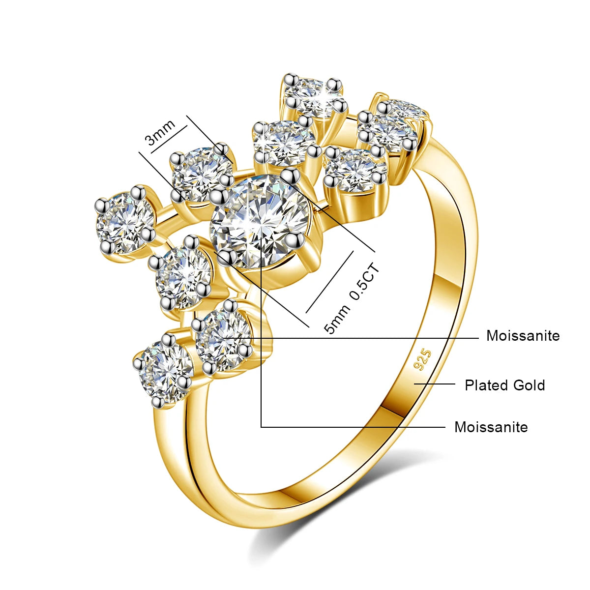 Full Moissanite Ring Woman Infinity Trend Jewelry For Engagement 1.5ct