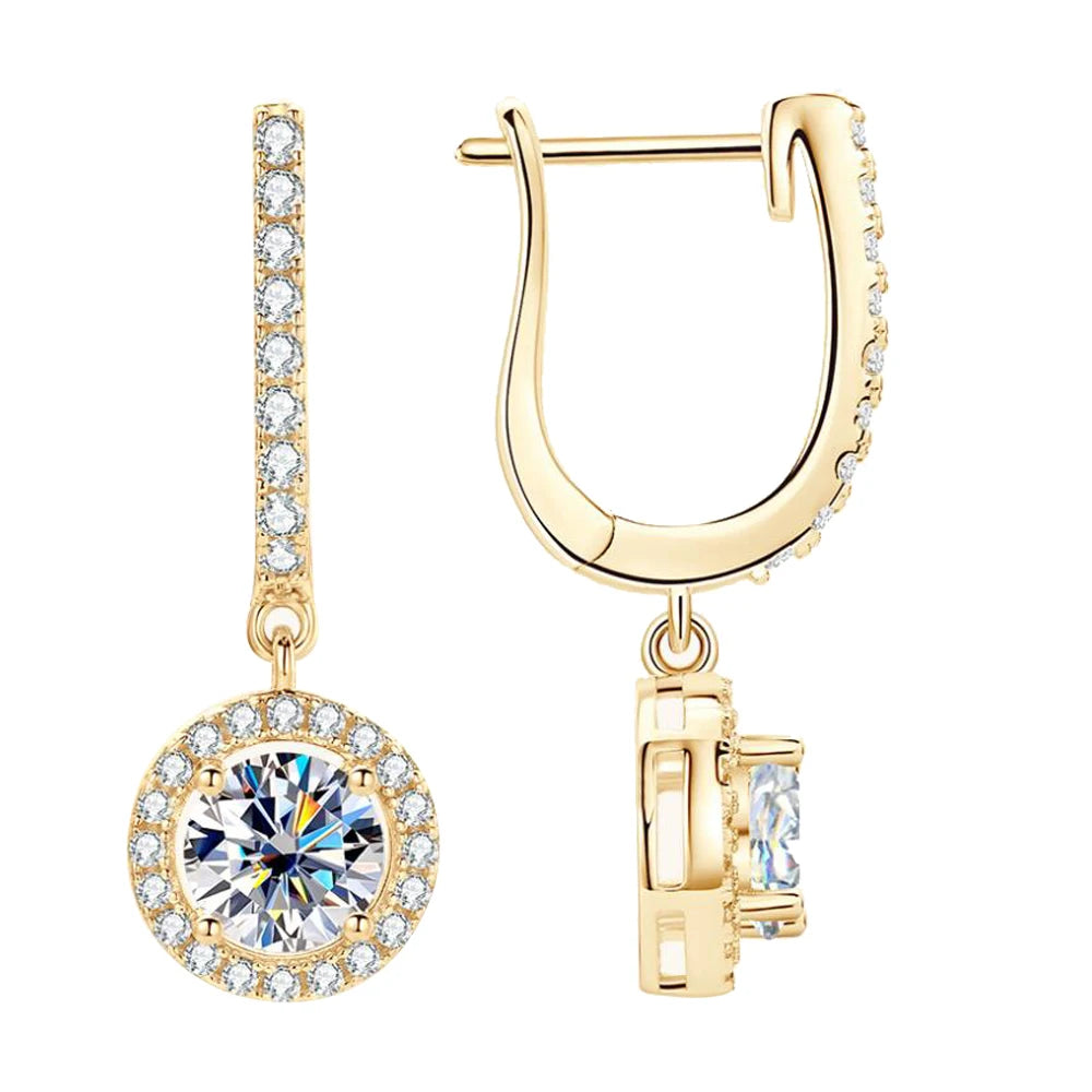 Drop Earrings for Women 925 Sterling Sliver Plated 1CT D Color Moissanite White Gold Rose Gold Earring Bride Wedding Jewelry