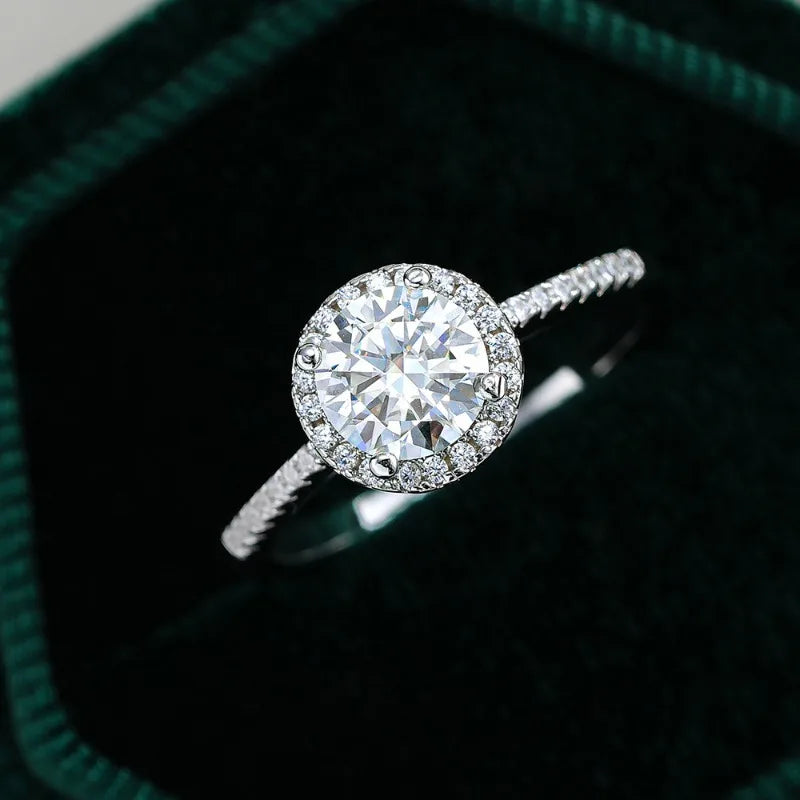 Lover Valentine's Day 18K White Gold Rings 0.5/1/2CT VVS D Color Moissanite Diamond Women Wedding Band PT950 Girl Birthday Gift