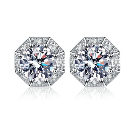 1CT Real Moissanite Diamond Stud Earrings