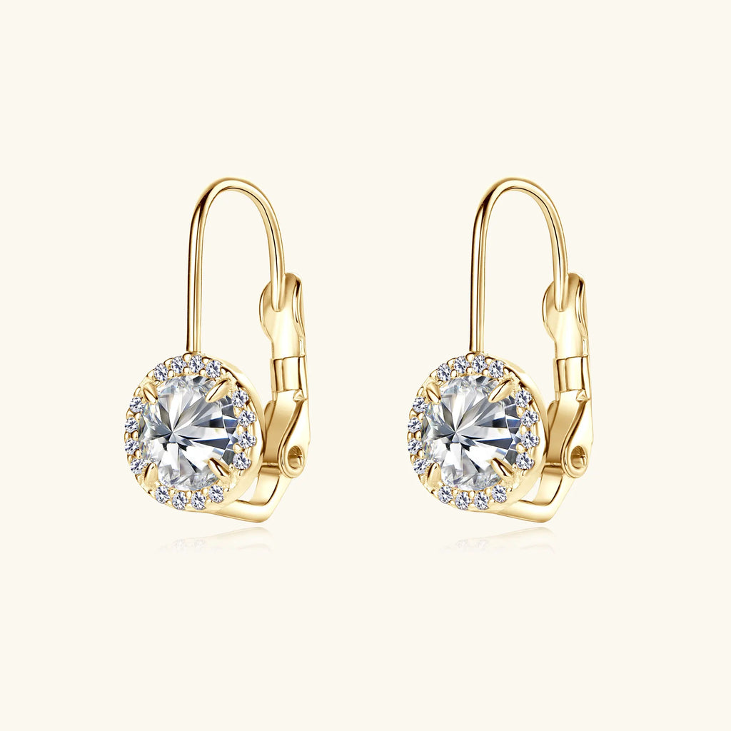 18K Gold Plated Full Moissanite Earrings for Women 6.5mm D Color Lab Diamond Hoop Earring Pure 925 Silver Jewelry