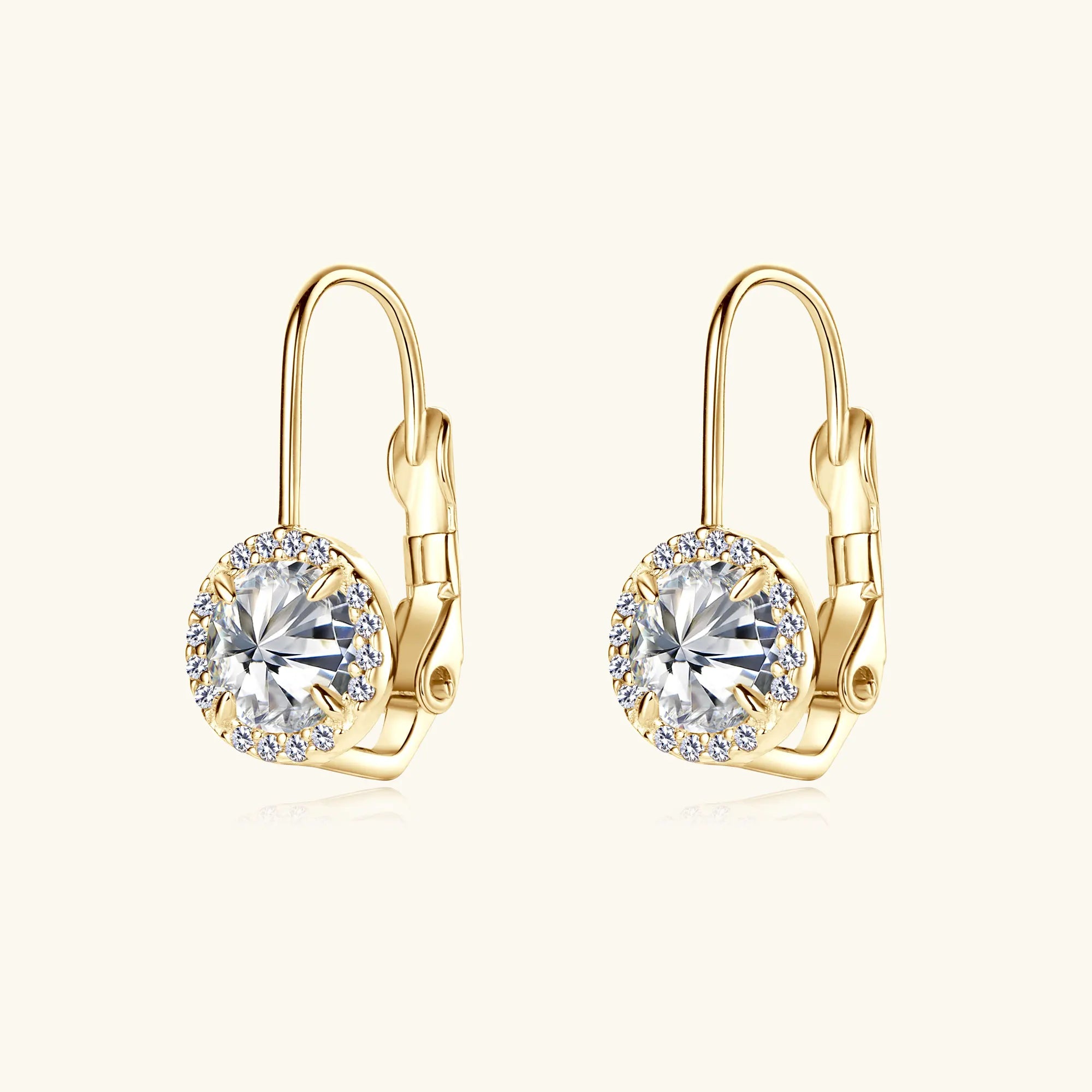 18K Gold Plated Full Moissanite Earrings for Women 6.5mm D Color Lab Diamond Hoop Earring Pure 925 Silver Jewelry
