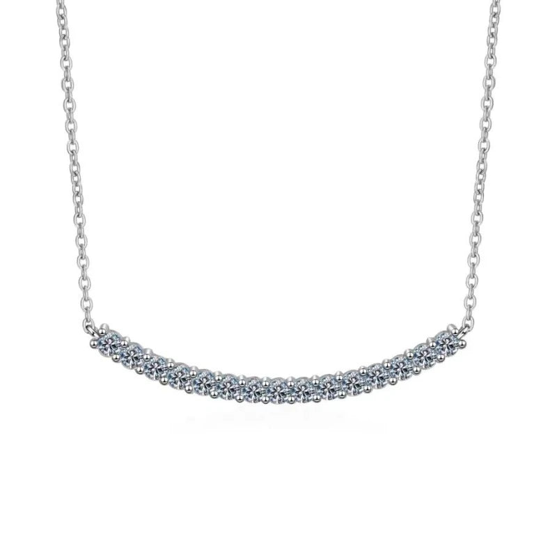 Girl Valentine's Day 18K White Gold Smile Necklaces Women Wedding 0.45/0.9CT Moissanite Diamond PT950 Platinum Birthday Gift