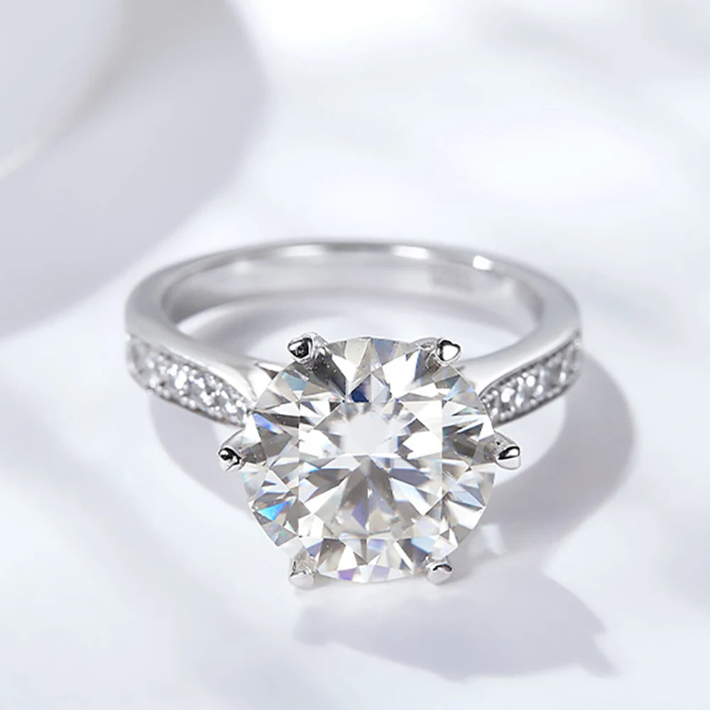 Moissanite Rings Women S925 Sterling Silver Plated 18K 5ct D Color
