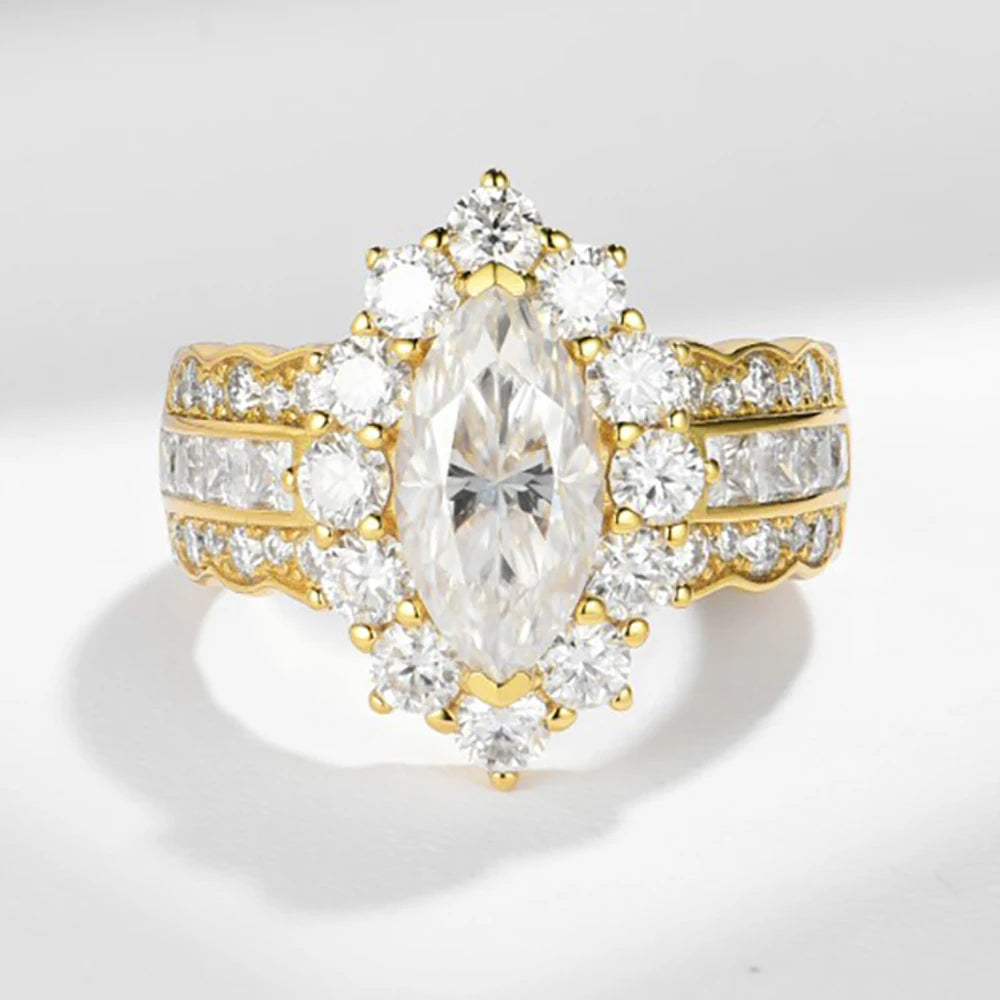 4cttw Marquise Cut D Color Moissanite Rings For Women Wedding Bridal S925 Sterling Silver
