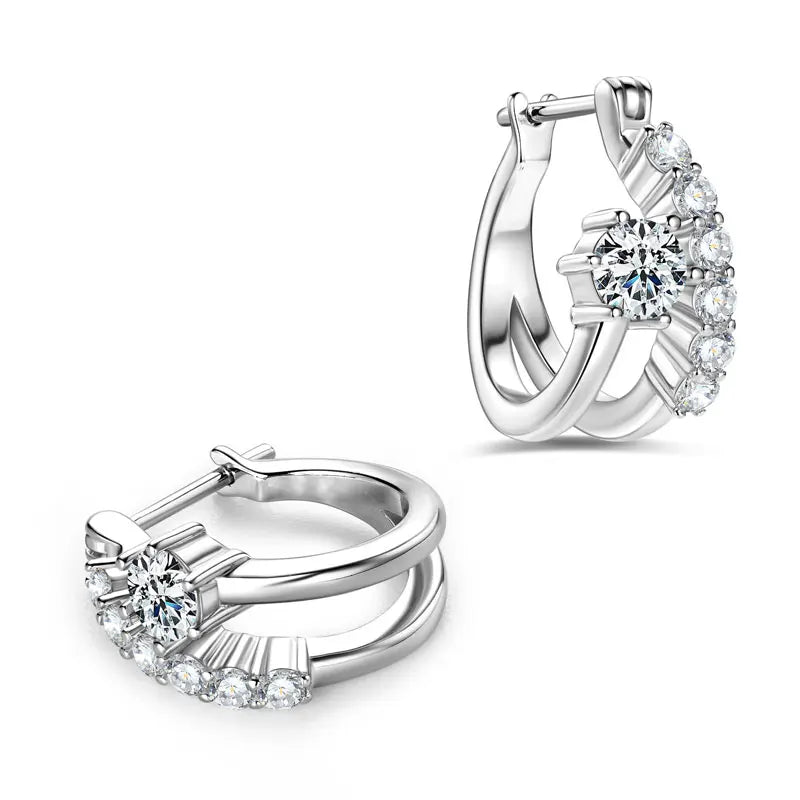 Moissanite Earring Original 925 Sterling Silver Hoop Earrings