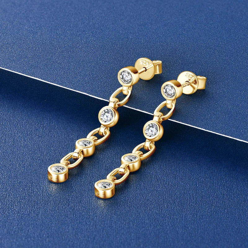 Moissanite Earrings 925 Sterling Silver Long Tassel Earring