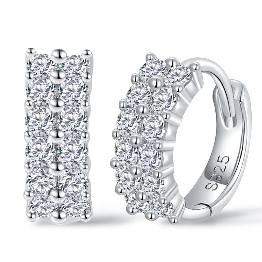 Full Moissanite Earring For Women 925 Silver Luxury Sparkling Hoop Earrings 18K Gold Plated 1.9mm Christmas Gift Wedding Jewelry