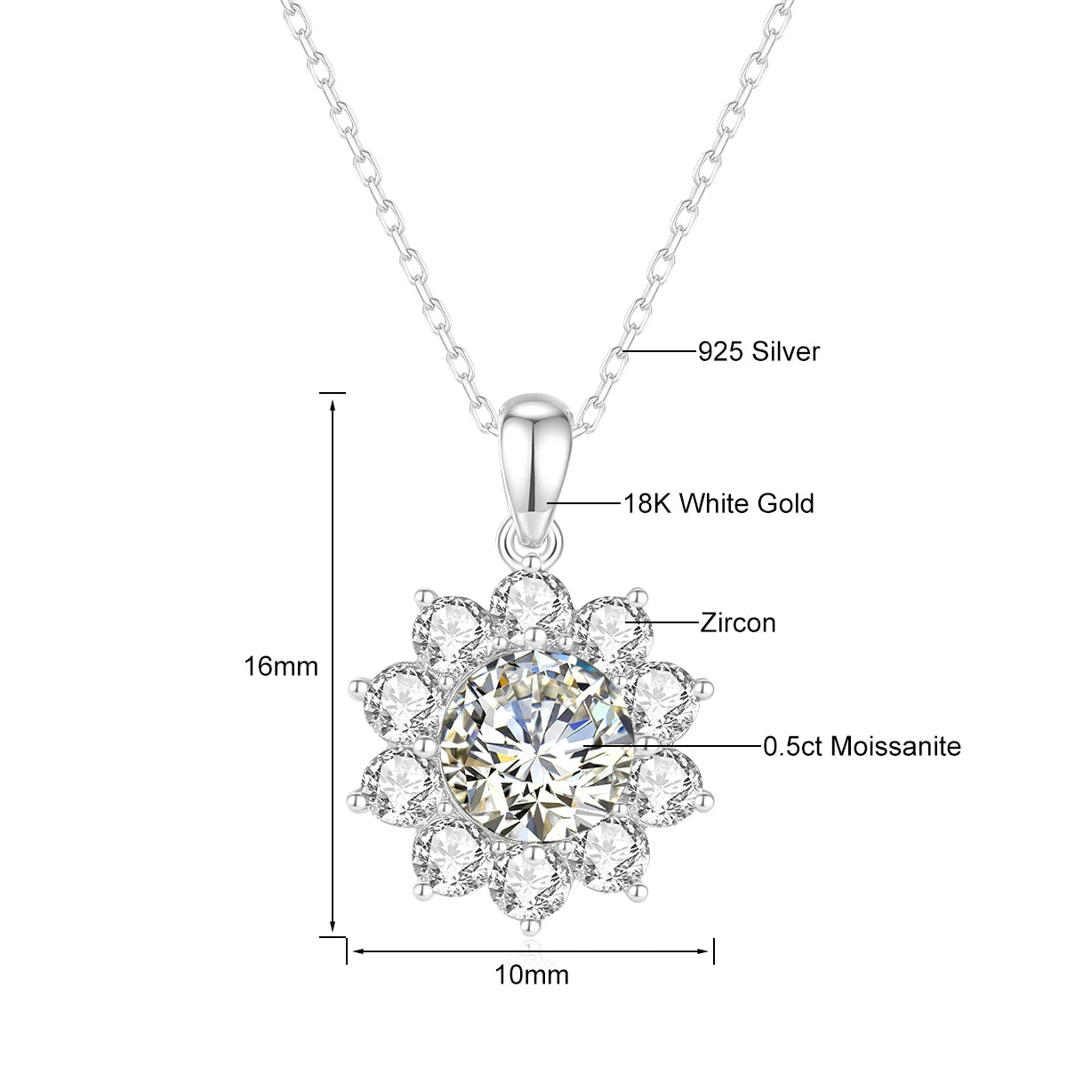 1ct Moissanite Necklace 18k Gold 100% With Certificate