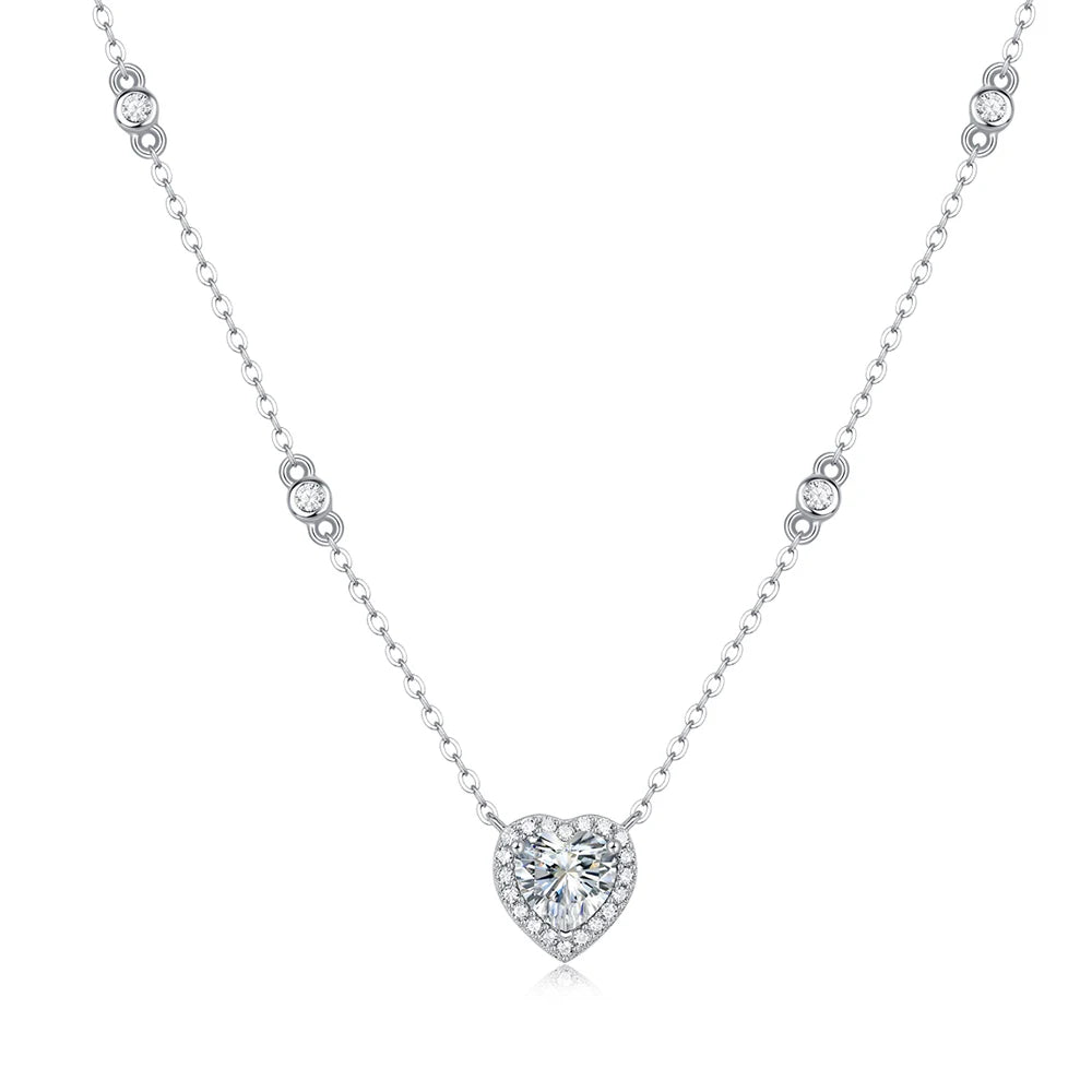 Moissanite Necklace for Women Dainty 18k Gold Plated 925 Sterling Silver 1CT Heart Cut  Neck Chain Pendant with GRA Certificate