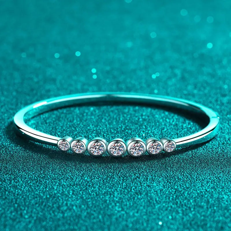 Moissanite Bangles for Women Solid 925 Silver 16-17cm Wrist 2.5ct