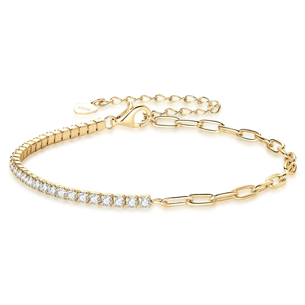 Moissanite Tennis Bracelet for Women 2mm  Luxury 925 Sterling Silver Tennis Chain Bracelet 2024 Trendy Accessories Jewelry Gifts